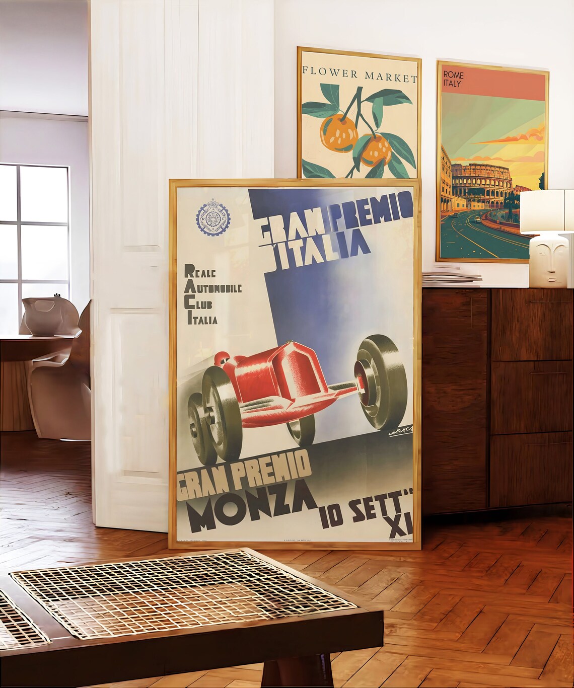 Italian Grand Prix Monza Vintage Racing Car Motorsport Poster