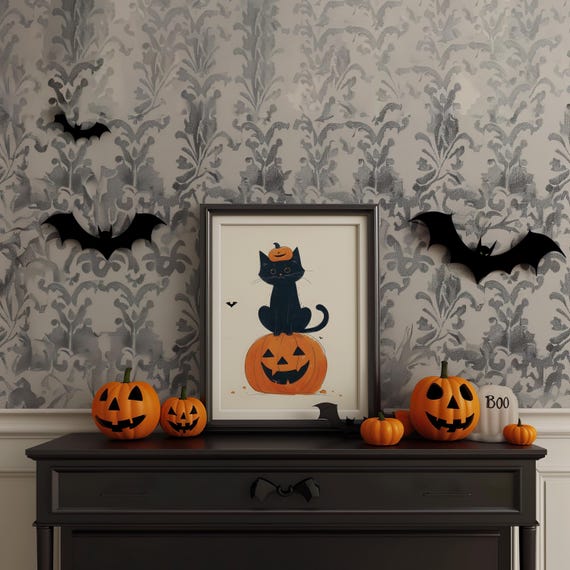 Halloween Vintage Wall Art Dark Academia Decoration Print Retro Decor Trendy Apartment Moody Poster Instant