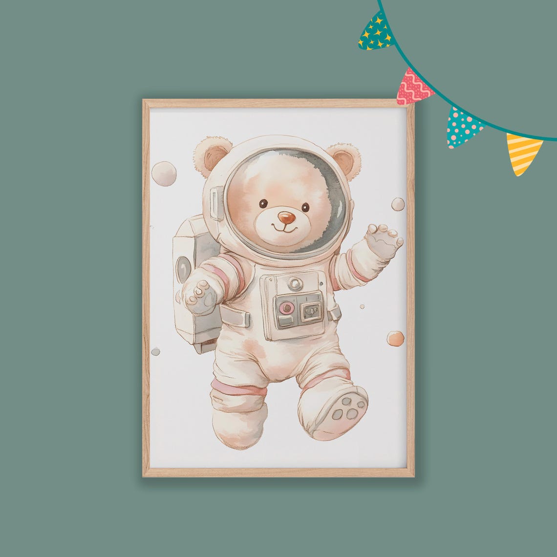 Space Bear Nursery Decor Baby Room Wall Art Nursery Decor Prints Animal Boho Kids Room Decor Instant