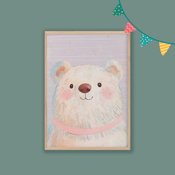 Bear Nursery Decor Baby Room Wall Art Nursery Decor Prints Animal Boho Kids Room Decor Instant Playroom Print