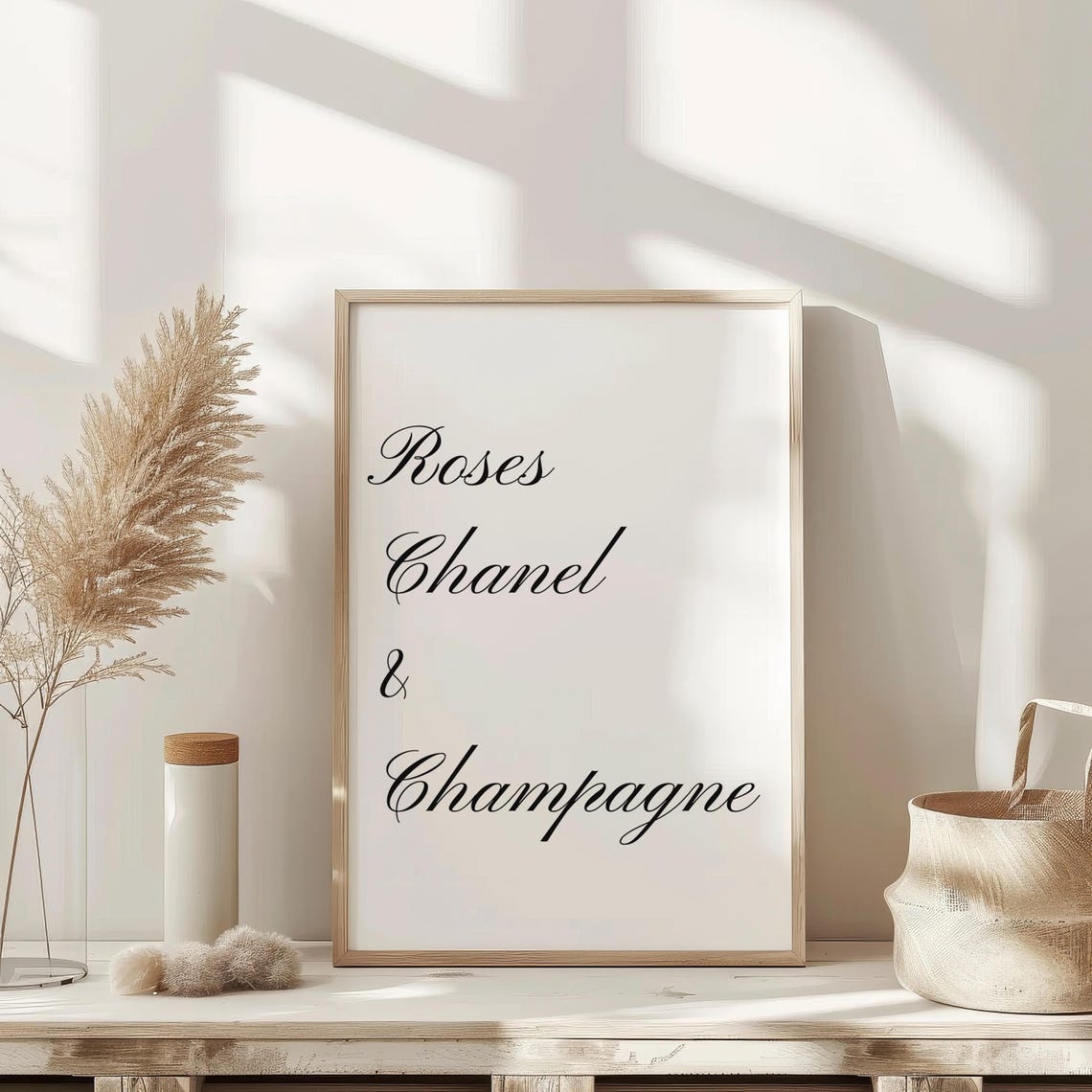Roses Chanel And Champagne Script Luxe Decor Quote Art Poster - Image 2