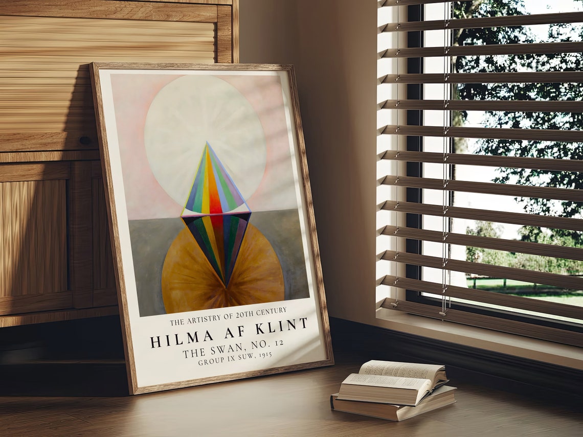 Hilma af Klint The Swan No 12 Rainbow Pyramid Mirrored Poster - Image 2