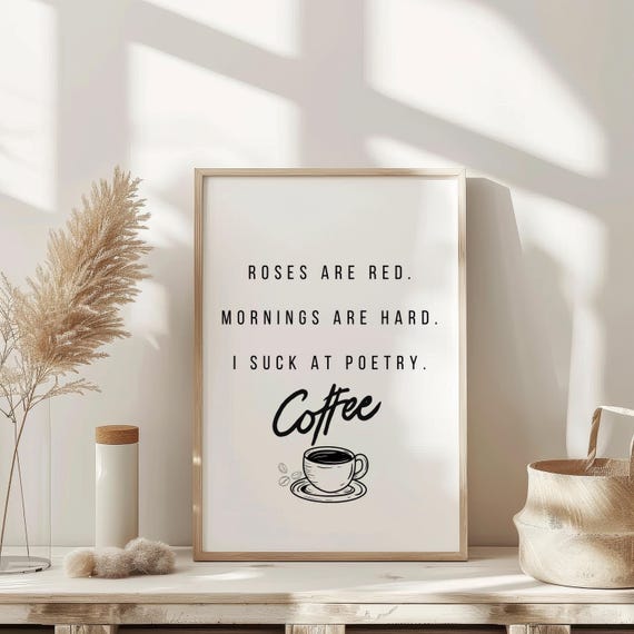 Coffee Funny Wall Art Print Vintage Bar Cart Retro Aesthetic Kitchen Decor Poster Apartment Funky Decor Instant