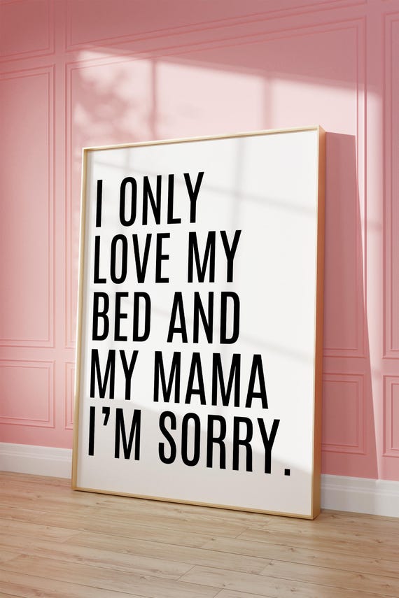 Love My Bed My Mama Art Print Vintage Bar Cart Retro Aesthetic Kitchen Decor Poster Apartment Funky Decor Instant