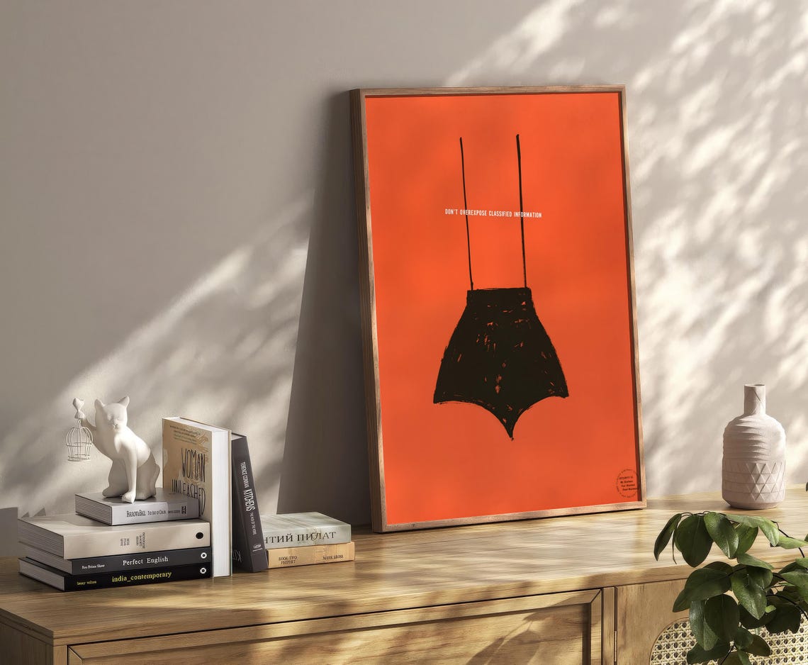 Funny Minimalist Orange Underwear Classified Joke Wall Art Gift - Image 2
