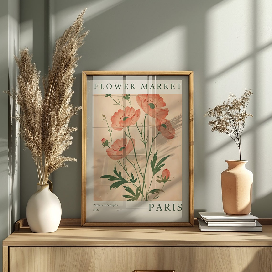 Paris Flower Market Soft Pink Poppy Blooms Botanical Wall Print - Image 2
