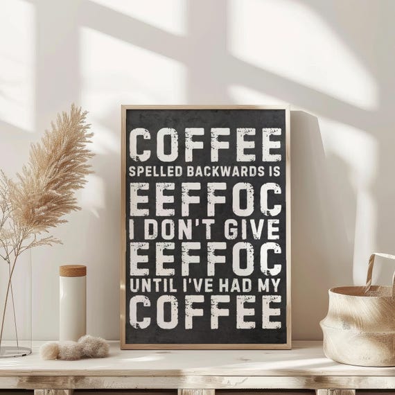 Coffee Backwards Wall Art Therapy Print Vintage Bar Cart Retro Wall Art Aesthetic Kitchen Decor Poster College Apartment Decor Funky