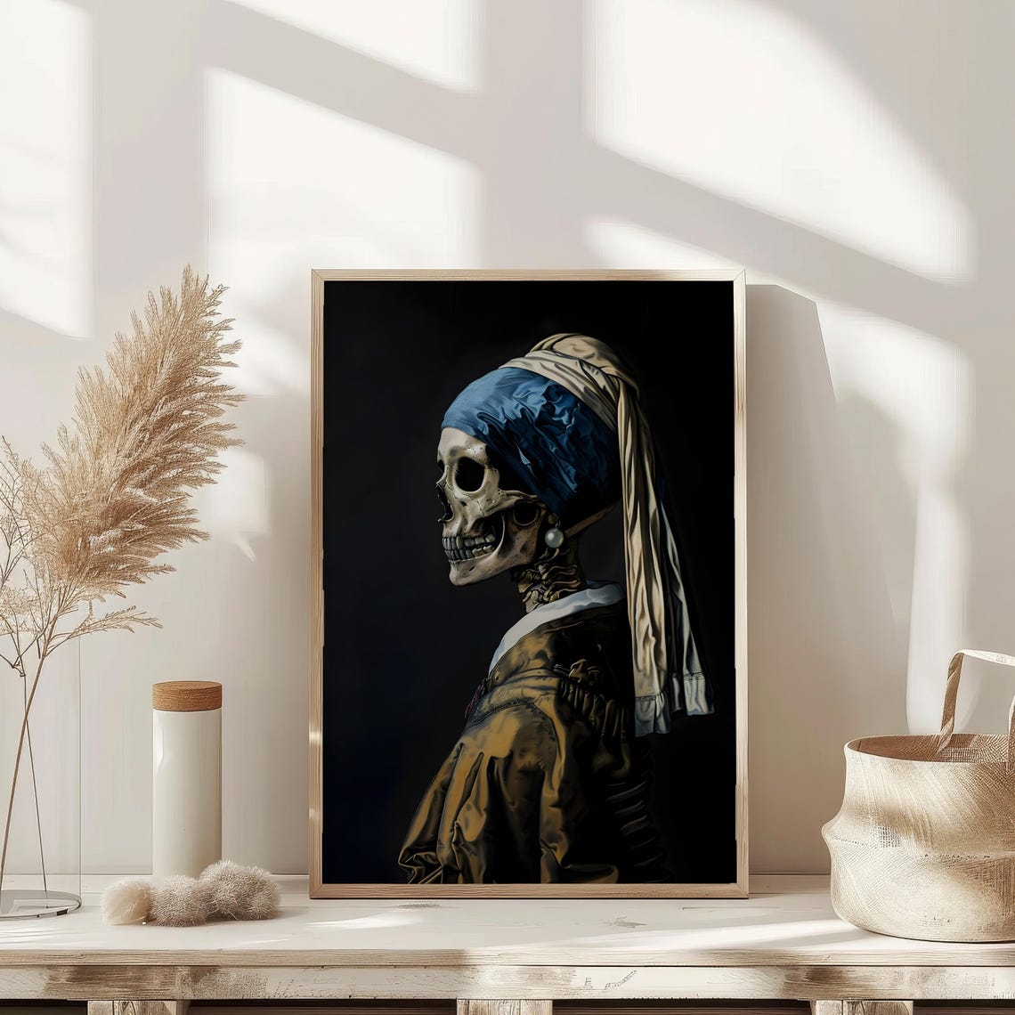 Skeleton Girl With Pearl Earring Halloween Poster Dark Academia - Image 3