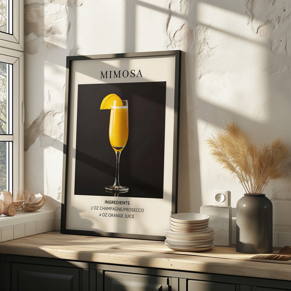 Mimosa Cocktail Recipe Art Print Minimalist Brunch Wall Decor - Image 3