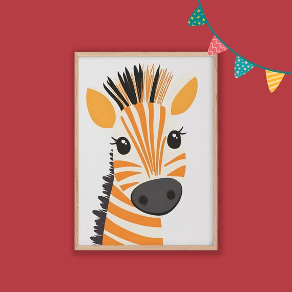 Zebra Nursery Decor Baby Room Wall Art Nursery Decor Prints Animal Boho Kids Room Decor Instant Playroom Print