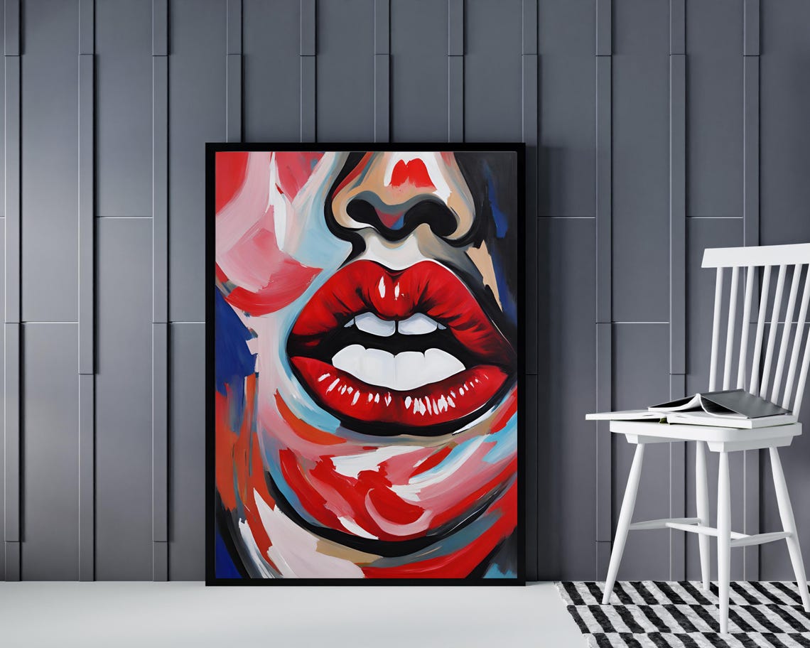 Red Lips Woman Portrait, Pop Art Poster - Image 4