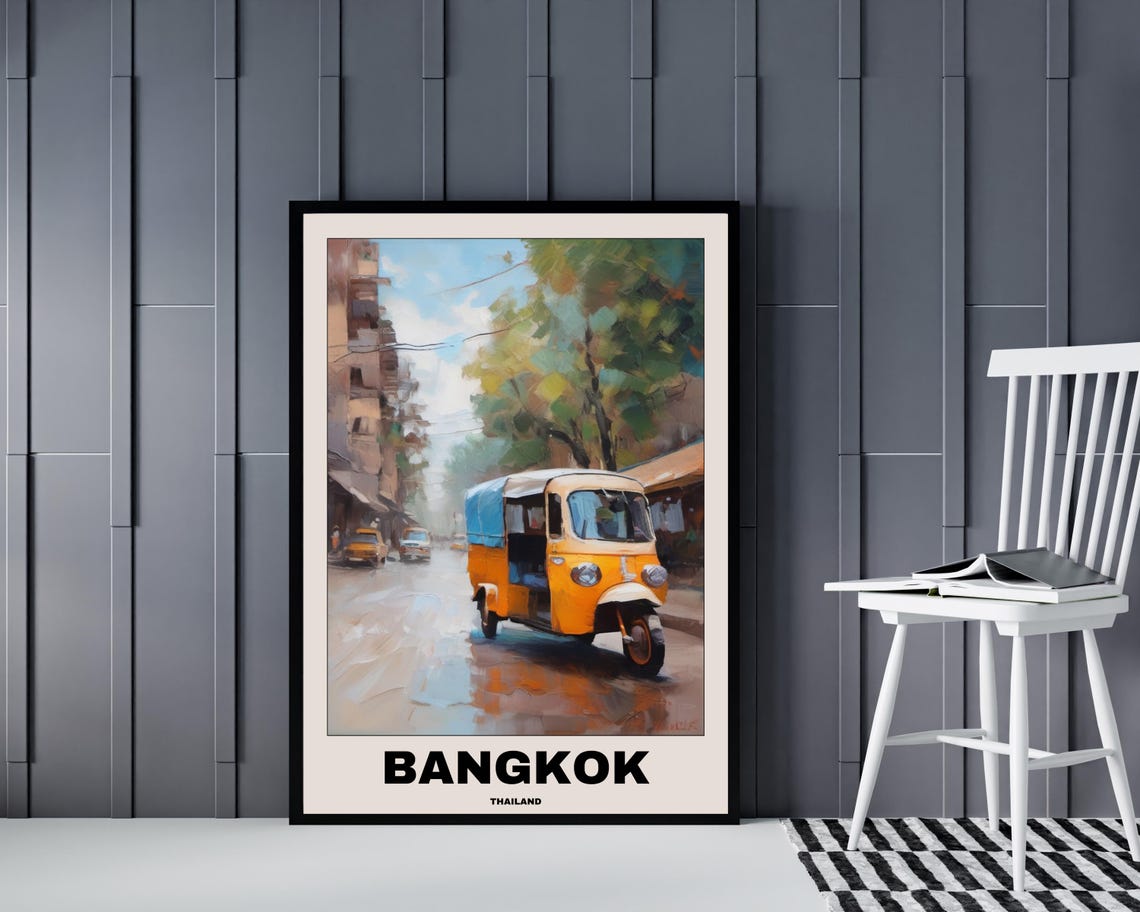 Thailand Travel Poster, Bangkok City Painting - Image 4