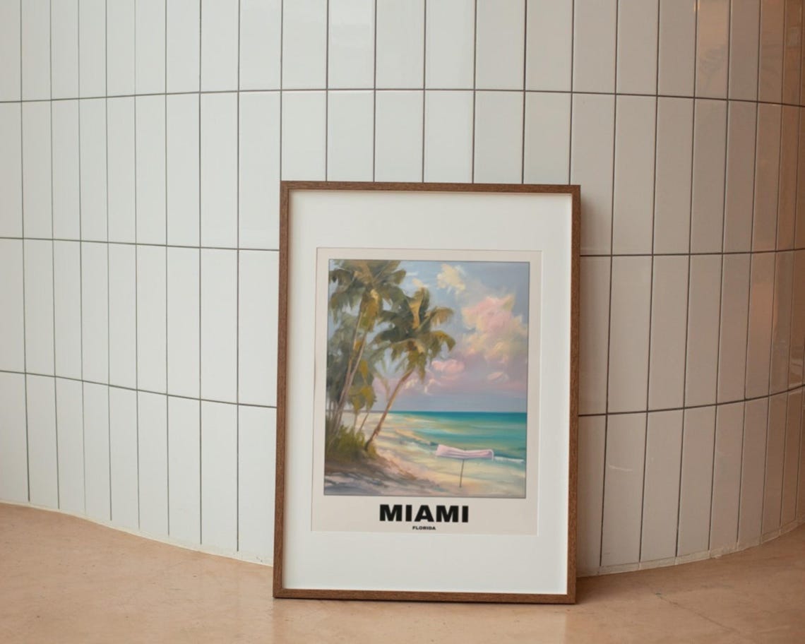 Miami Beach Tropical Sunset Travel Poster - Image 4