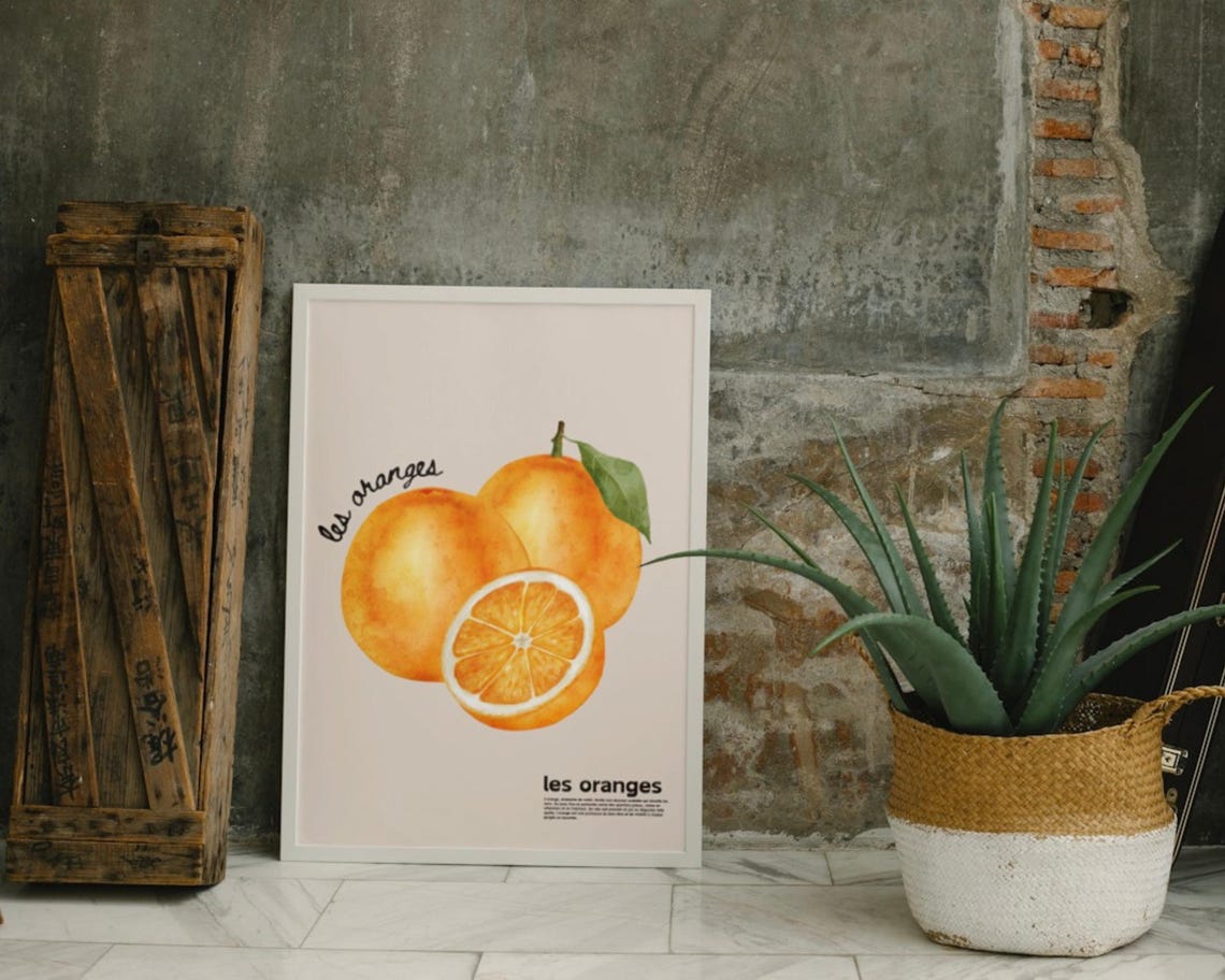 Orange Watercolour Kitchen Decor, Fruit Art Poster - Image 3