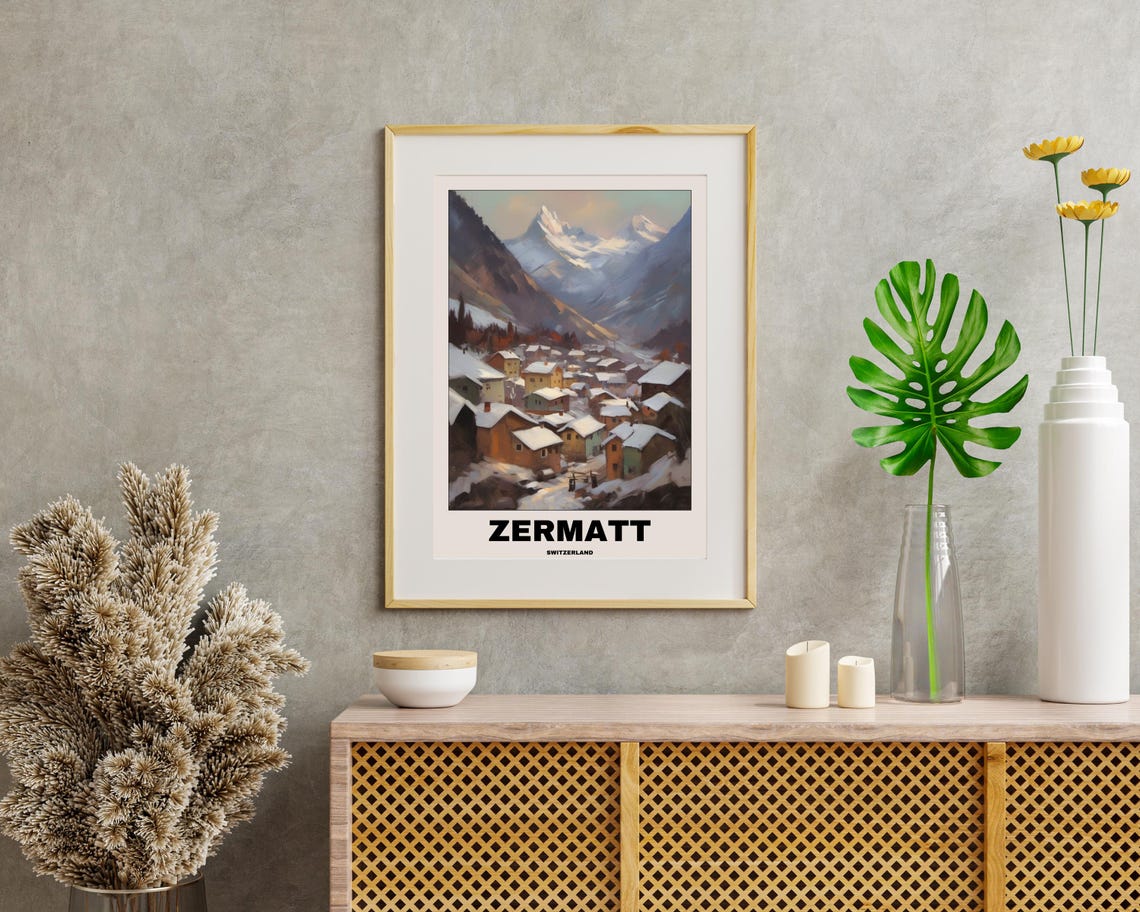 Zermatt Swiss Alps Travel Poster, Scenic Europe - Image 2