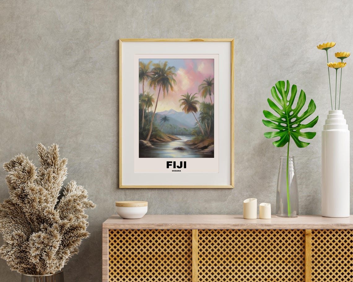 Fiji Travel Poster, Tropical Beach Painting - Image 2