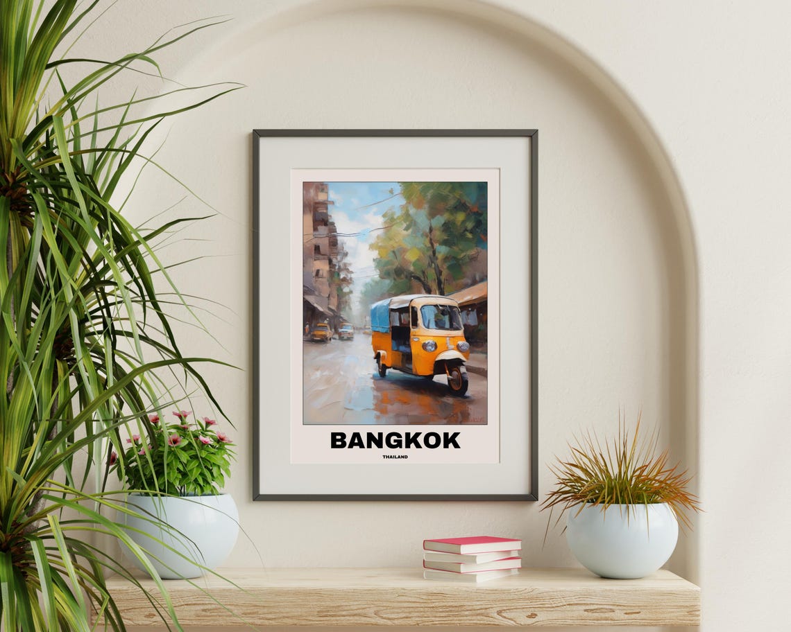 Thailand Travel Poster, Bangkok City Painting - Image 3