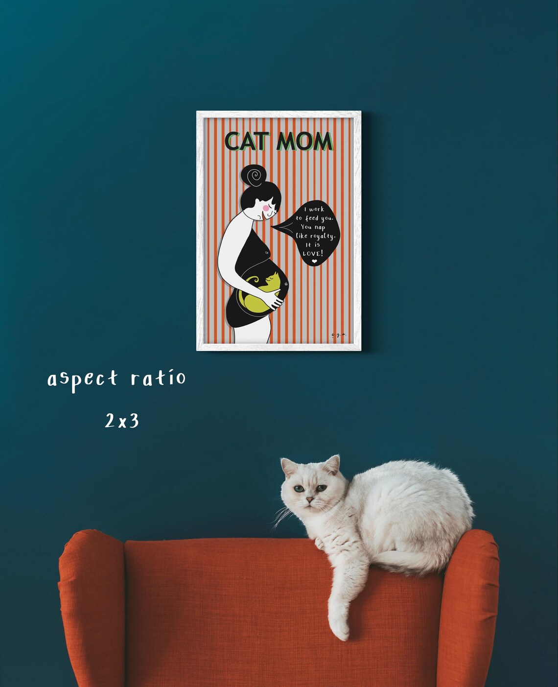 Cat Mom Wall Art, Kitty Mummy Mother's Day - Image 3