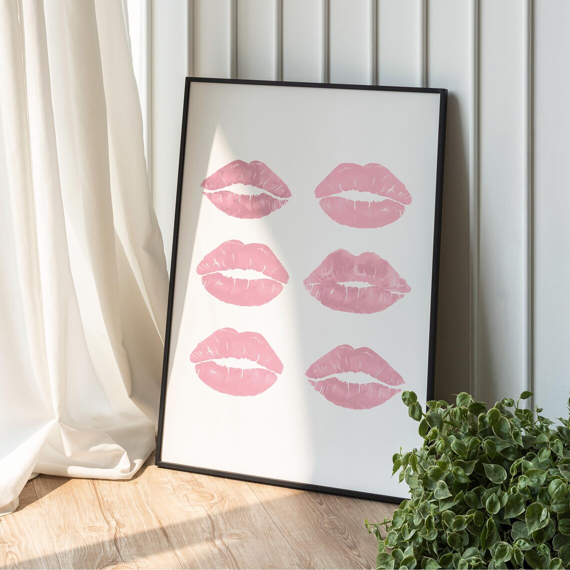 Pink Lipstick Kiss Prints Girly Vanity Trendy Lip Decor Poster