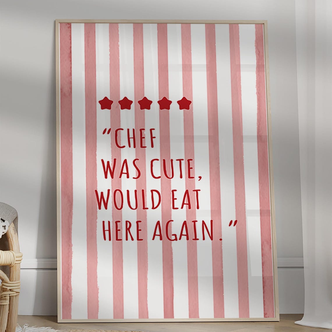 Chef Was Cute Would Eat Here Again Funny Pink Kitchen Poster