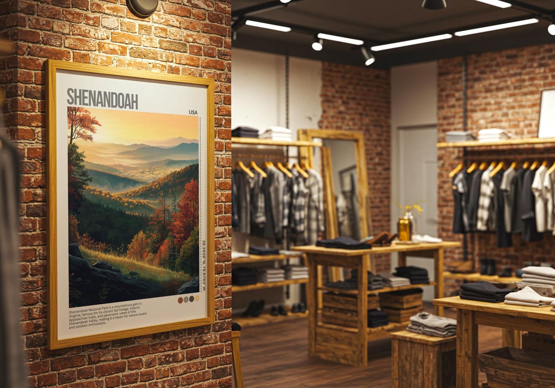 Shenandoah Virginia Sunset Valley Mist National Park Travel Poster - Image 3