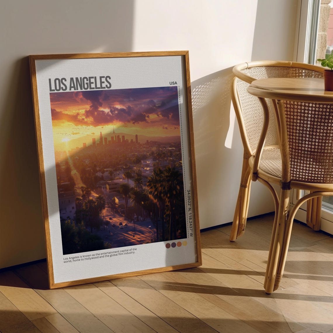 Los Angeles Wall Art Los Angeles Poster California Art Print Los Angeles Skyline Los Angeles Travel Poster Print Wall Art - Image 2