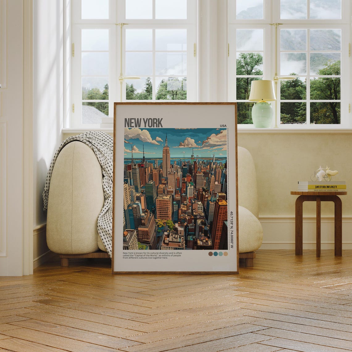 New York Poster Nyc Print Manhattan Wall Art Ny Skyline Art Retro New York Travel Poster New York City Unframed Poster Travel Art - Image 7