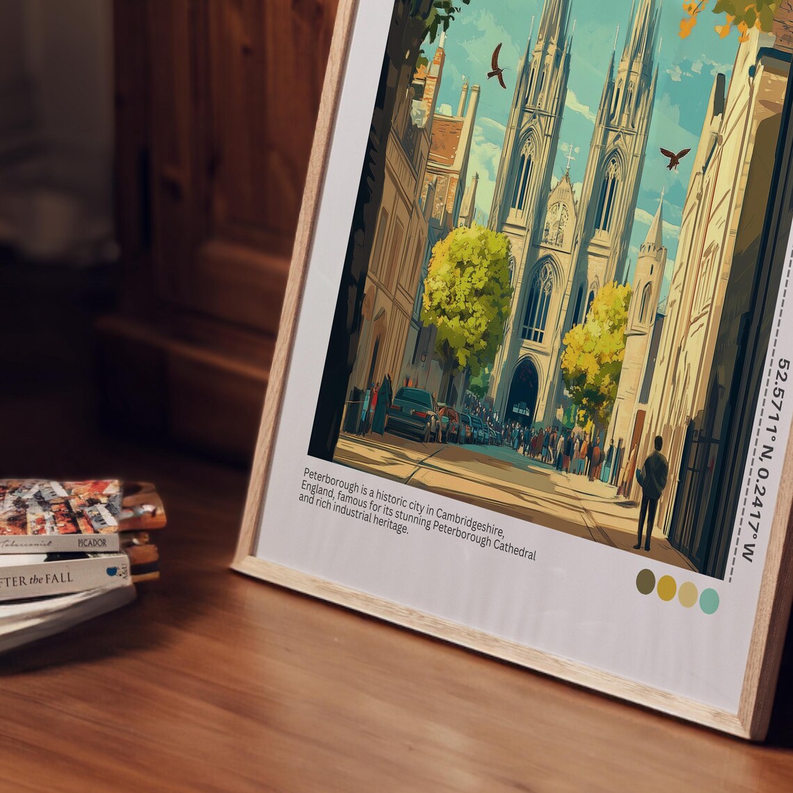 Historic Peterborough Cathedral England City Streets Travel Poster - Image 5