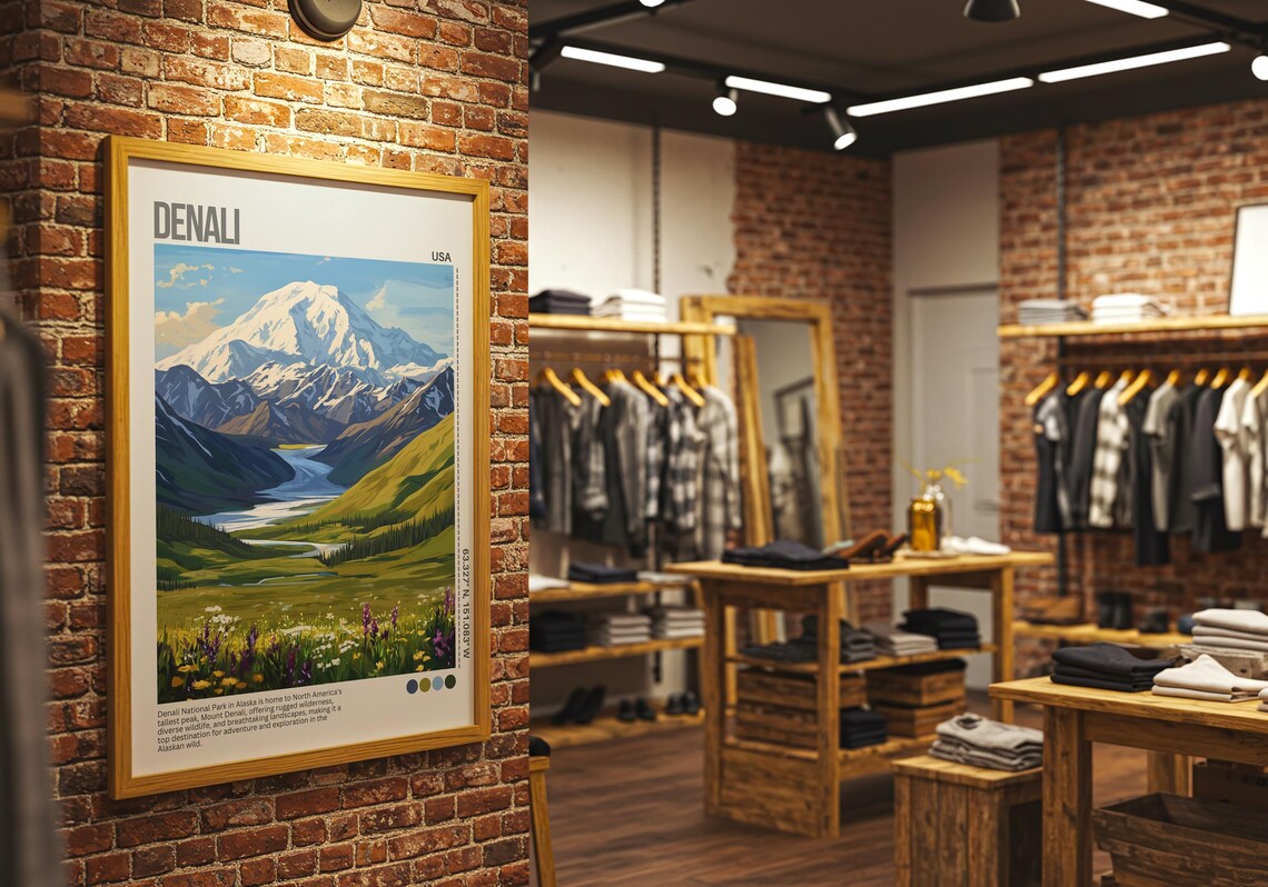 Denali Alaska Snowcapped Peak National Park Scenic Travel Poster - Image 3