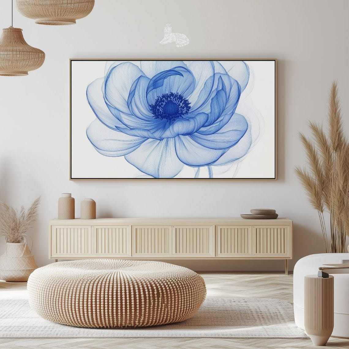 Translucent Blue Anemone Xray Flower Art Delicate Botanical Wall Print - Image 2