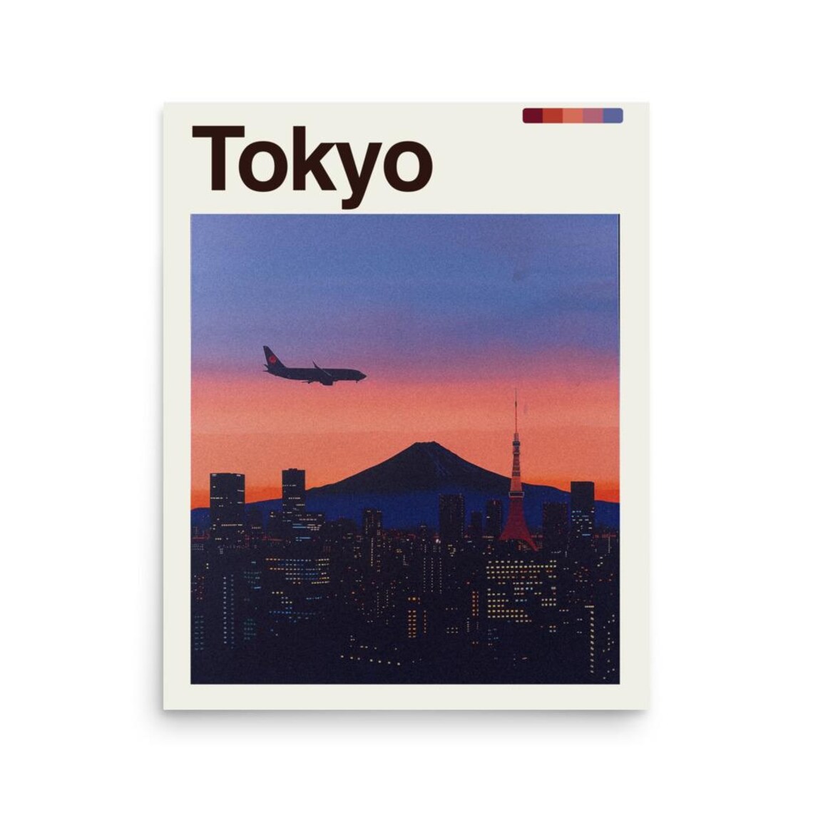 Tokyo Travel Poster, Shibuya Crossing Urban Landscape