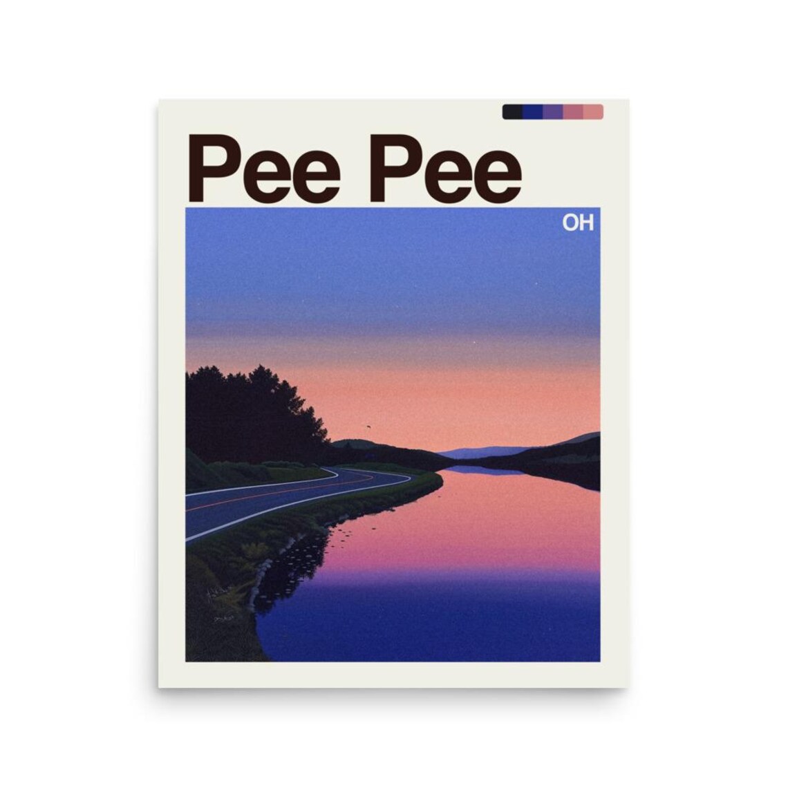 Pee Ohio Quirky Midwest Travel Poster, Home Office