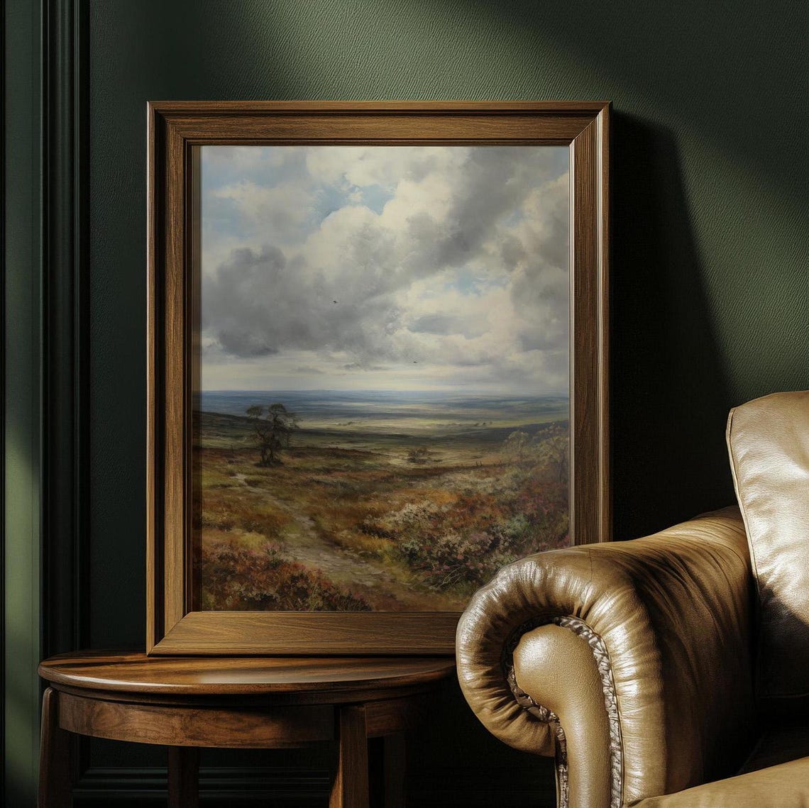 Windswept Moorland Cloudy Sky Antique Countryside Landscape Poster - Image 4