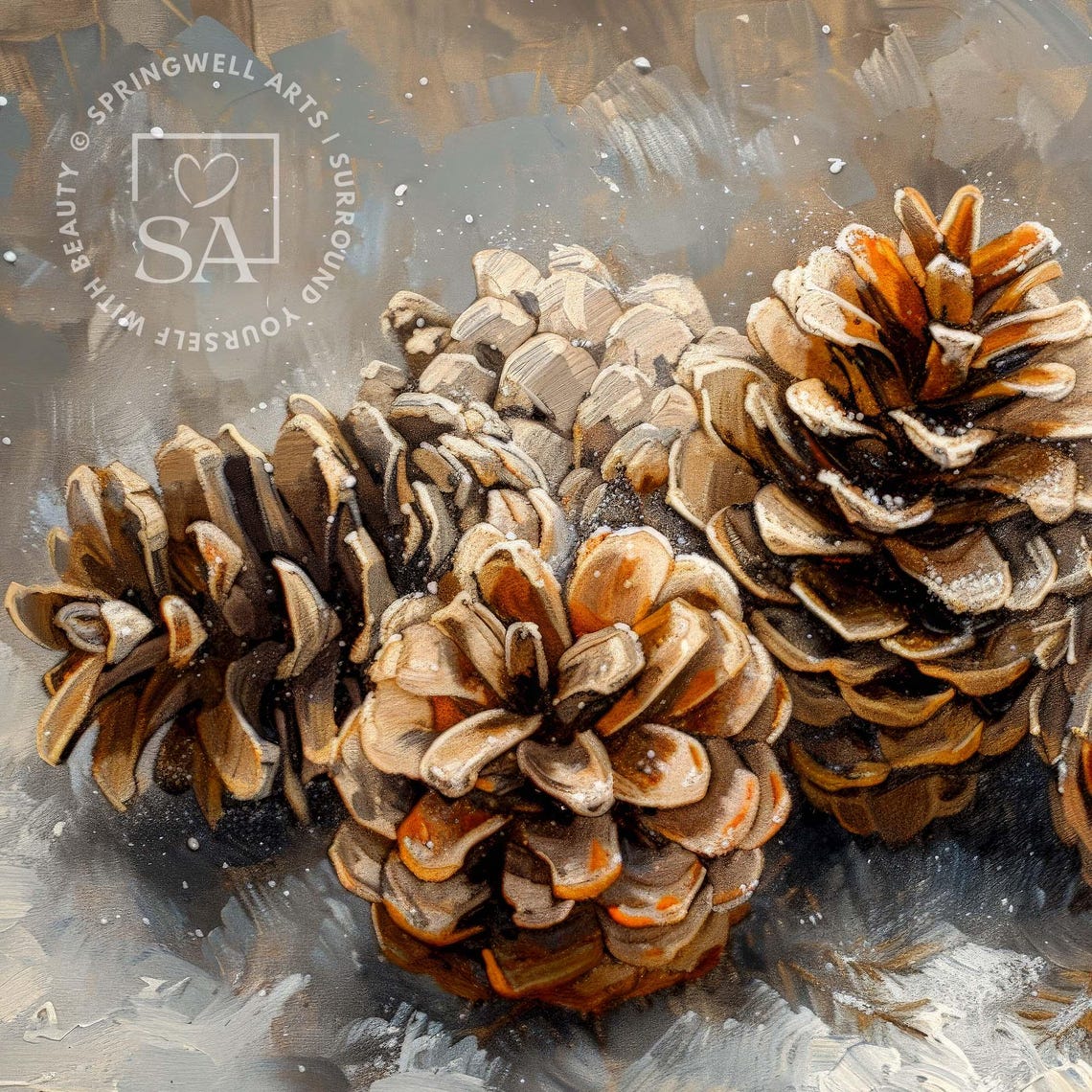 Winter Pinecone Still Life Rustic Snowy Nature Botanical Art Poster - Image 5