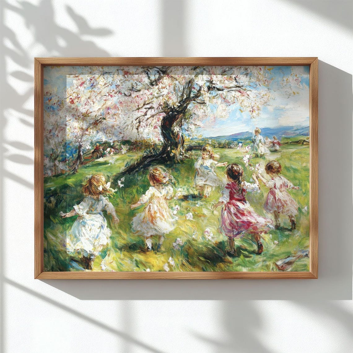 Children Dancing Under Blossom Tree Impressionist Painting Wall Poster - Image 2