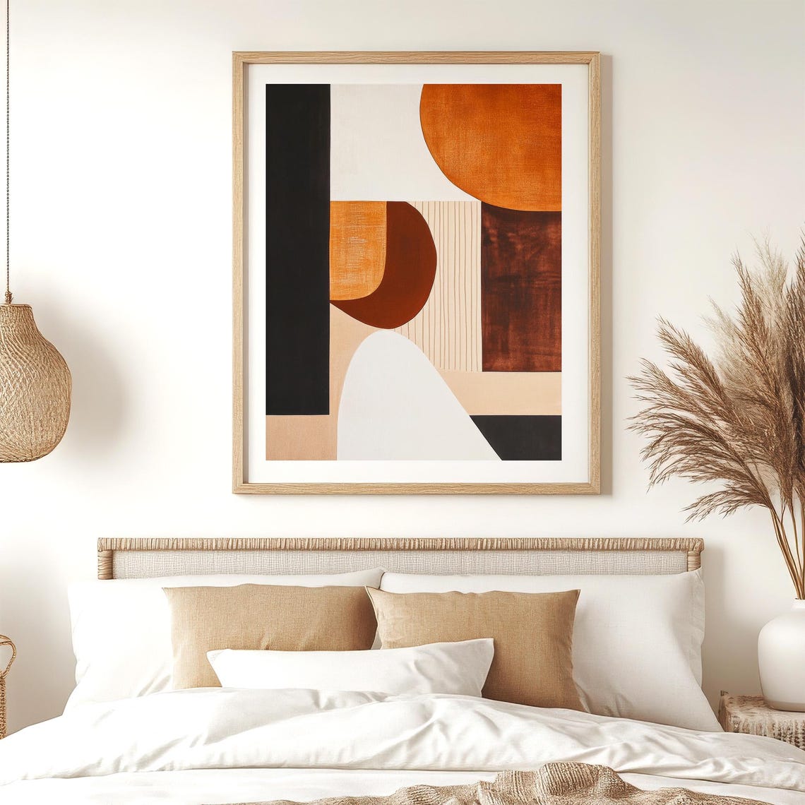 Black And Burnt Orange Geometric Abstract Modern Minimalist Poster