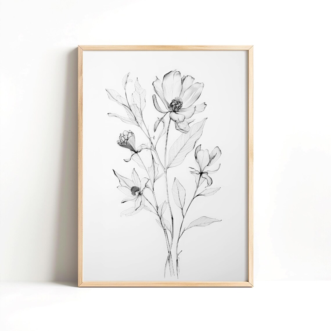 Flower Sketch Black and White Botanical Art Print - Image 5