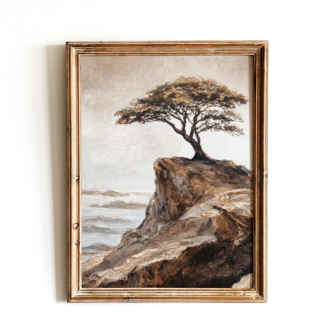 Coastal Tree Landscape Painting, Rustic View
