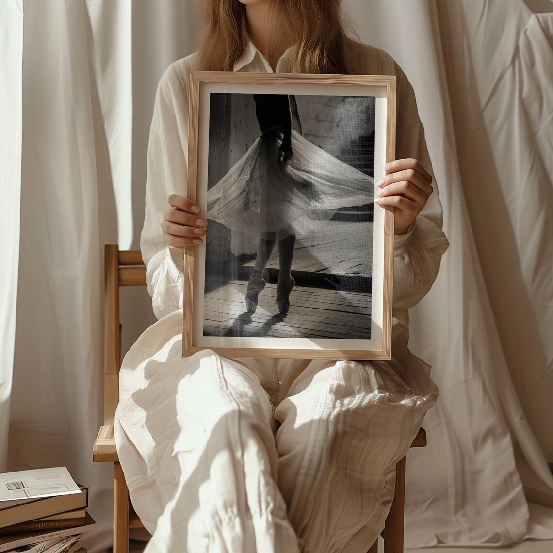 Black White Ballerina En Pointe Tulle Skirt Fine Art Ballet Photo Poster - Image 3