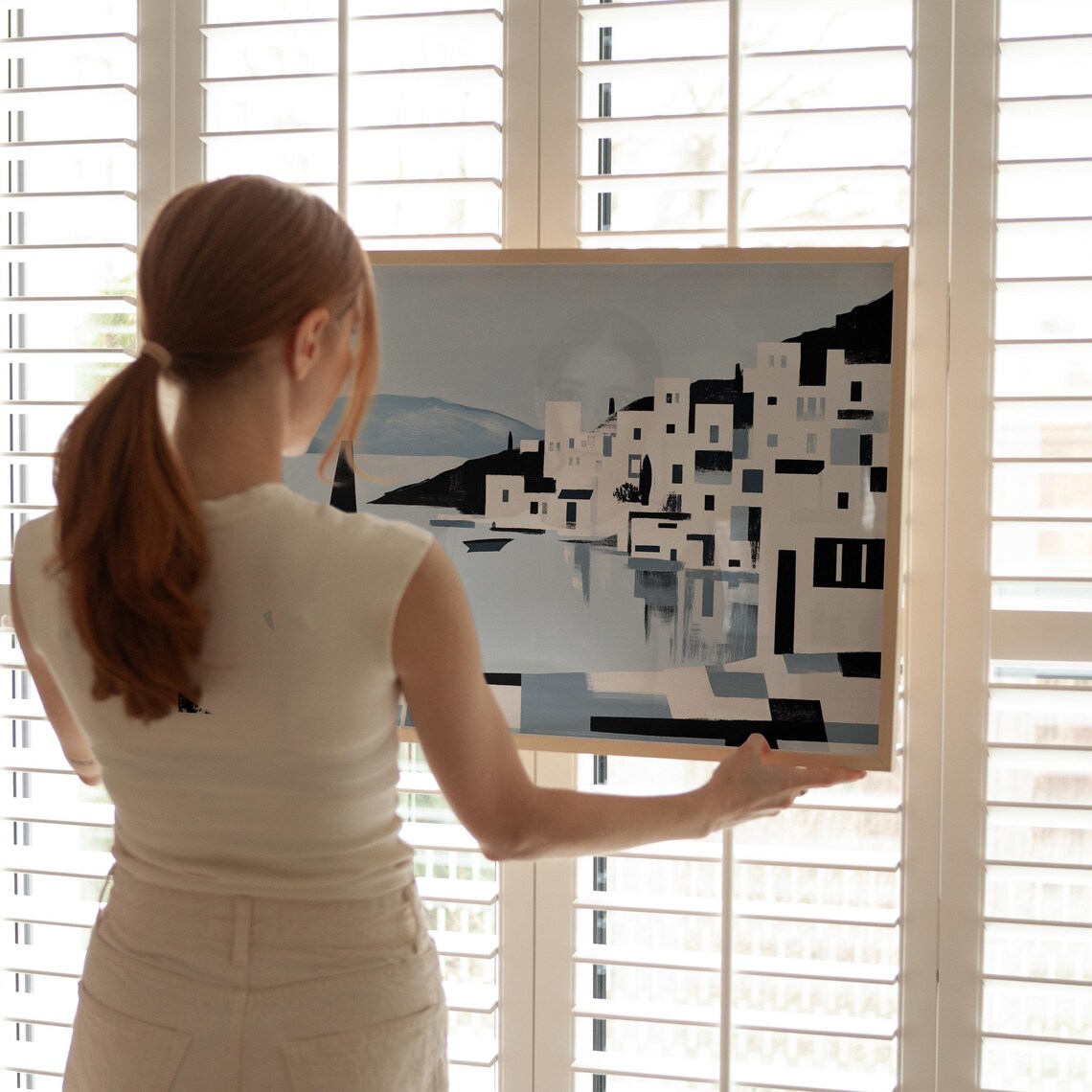 Minimalist Coastal Village, Mediterranean Art Poster - Image 5