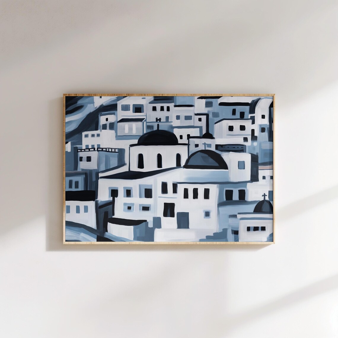 Santorini Inspired Minimalist Greek Village Art Print