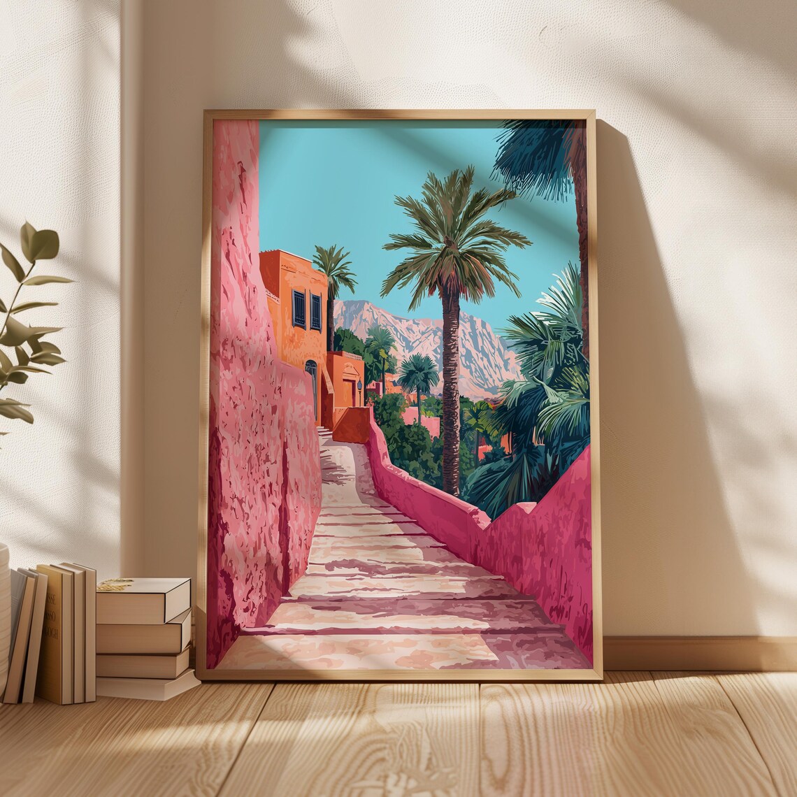 City Palm Tree Art Print, Tropical Landscape