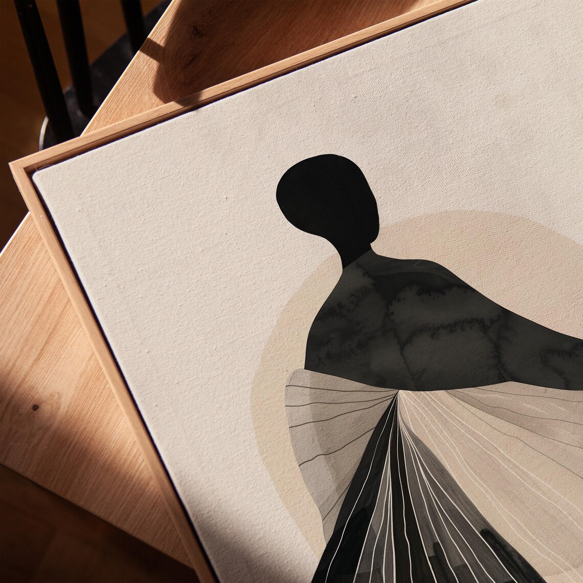 Woman in Flowing Gown Abstract Watercolor Neutral Tones Poster - Image 4