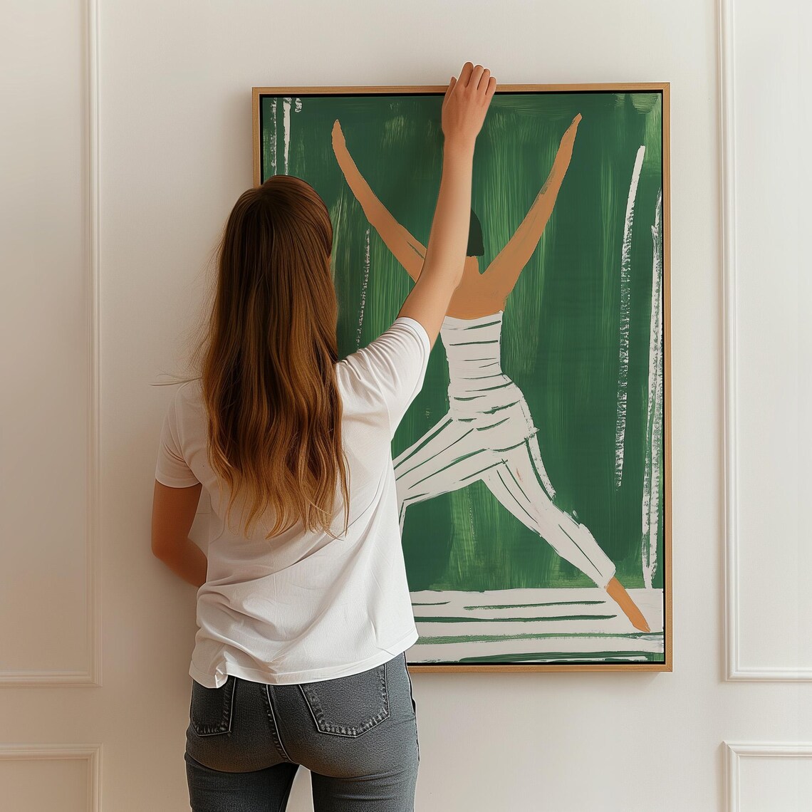 Minimalist Yoga Warrior Pose, Modern Fitness Decor - Image 2