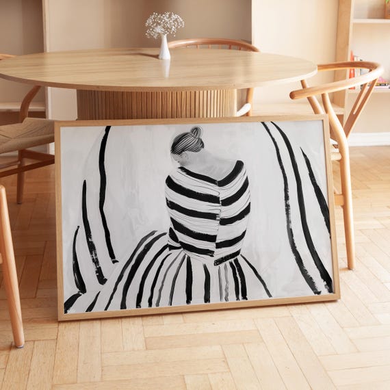 Abstract People Art Print, Mid Century Minimalist