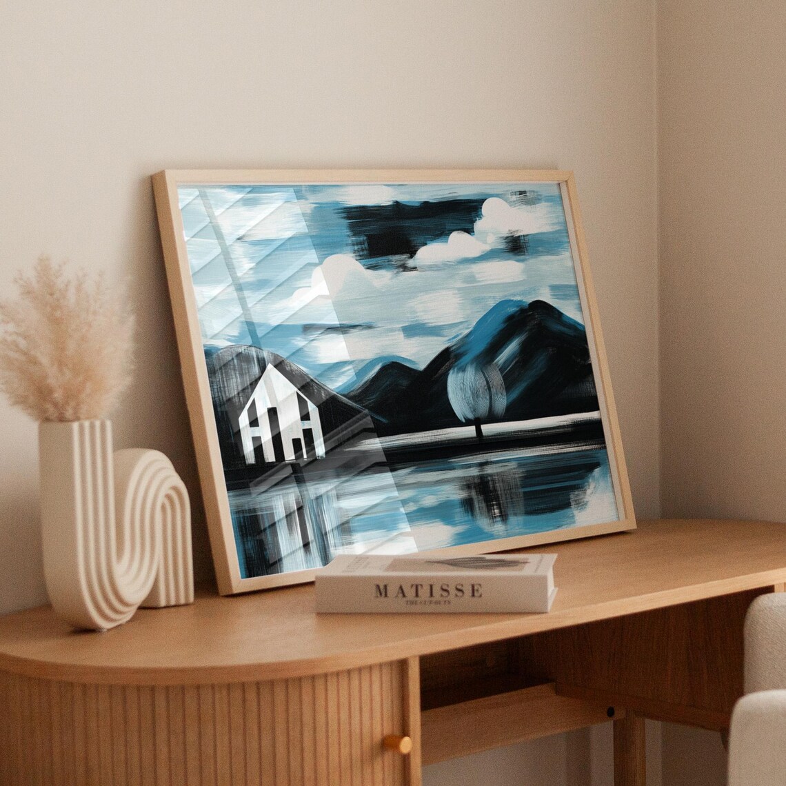 Modern Abstract Landscape, White House By Lake