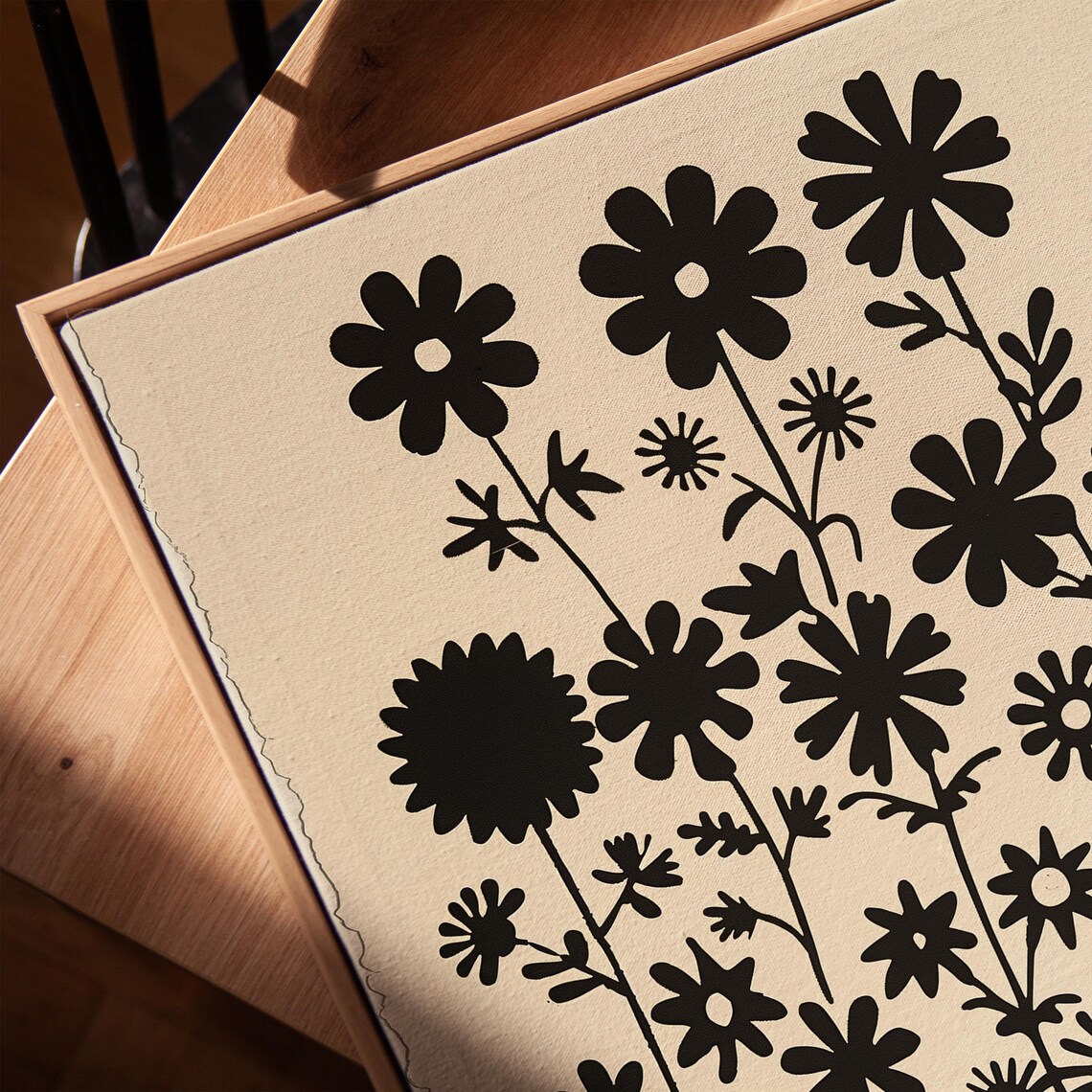 Children Silhouettes Holding Hands Under Giant Black Flowers Poster - Image 2