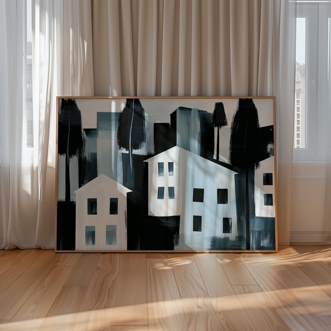 Modern Minimalist Cityscape, Abstract Urban Art Print - Image 3