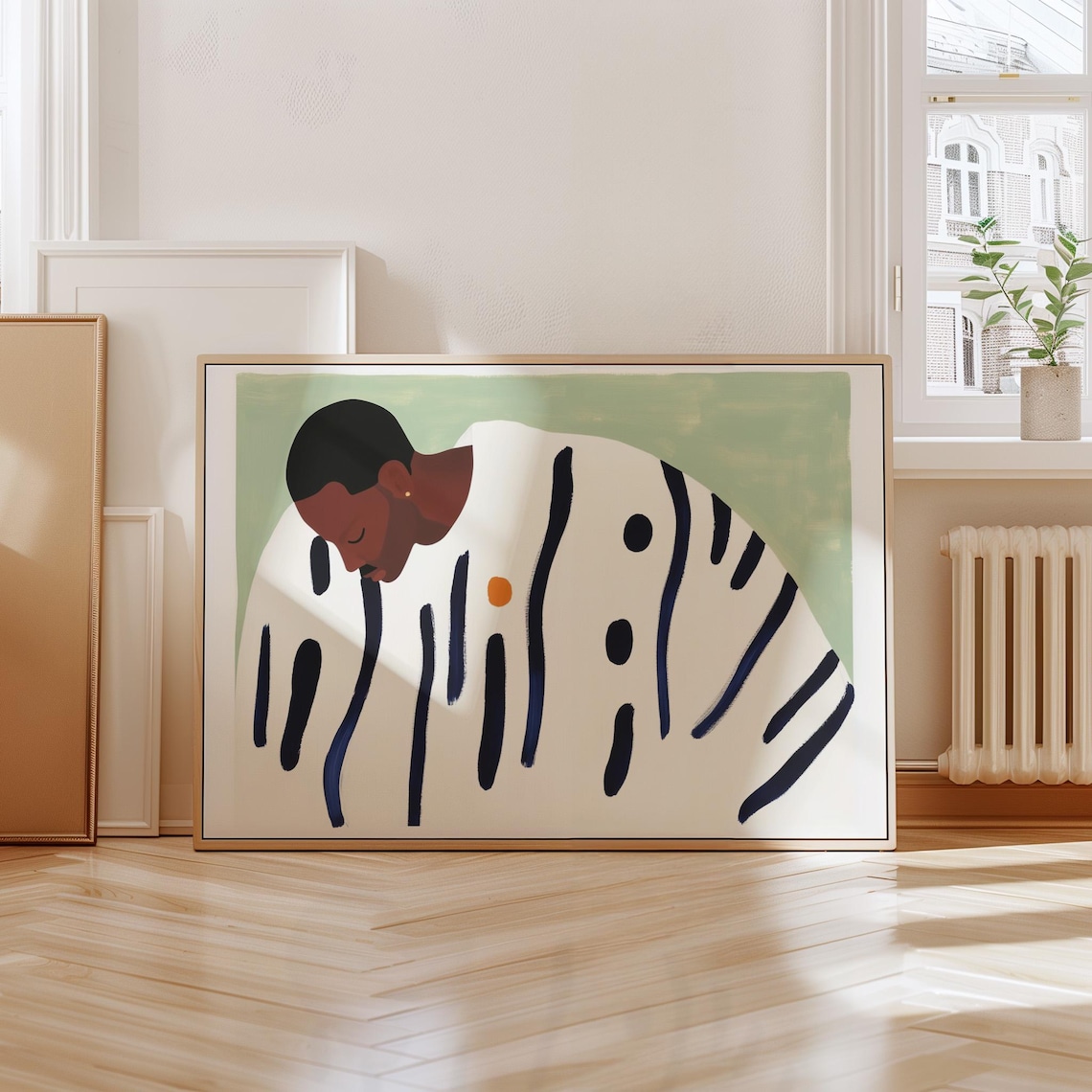Minimalist Portrait, Black and White Abstract Print