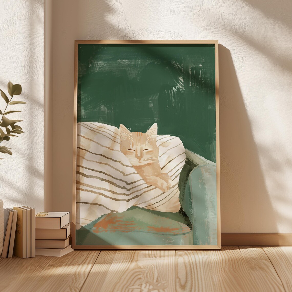 Orange Tabby Cat Illustration, Modern Animal Decor - Image 2